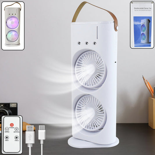 Electric Fan Desktop Double-head Powerful Air Cooler (1 Pc With Remote)